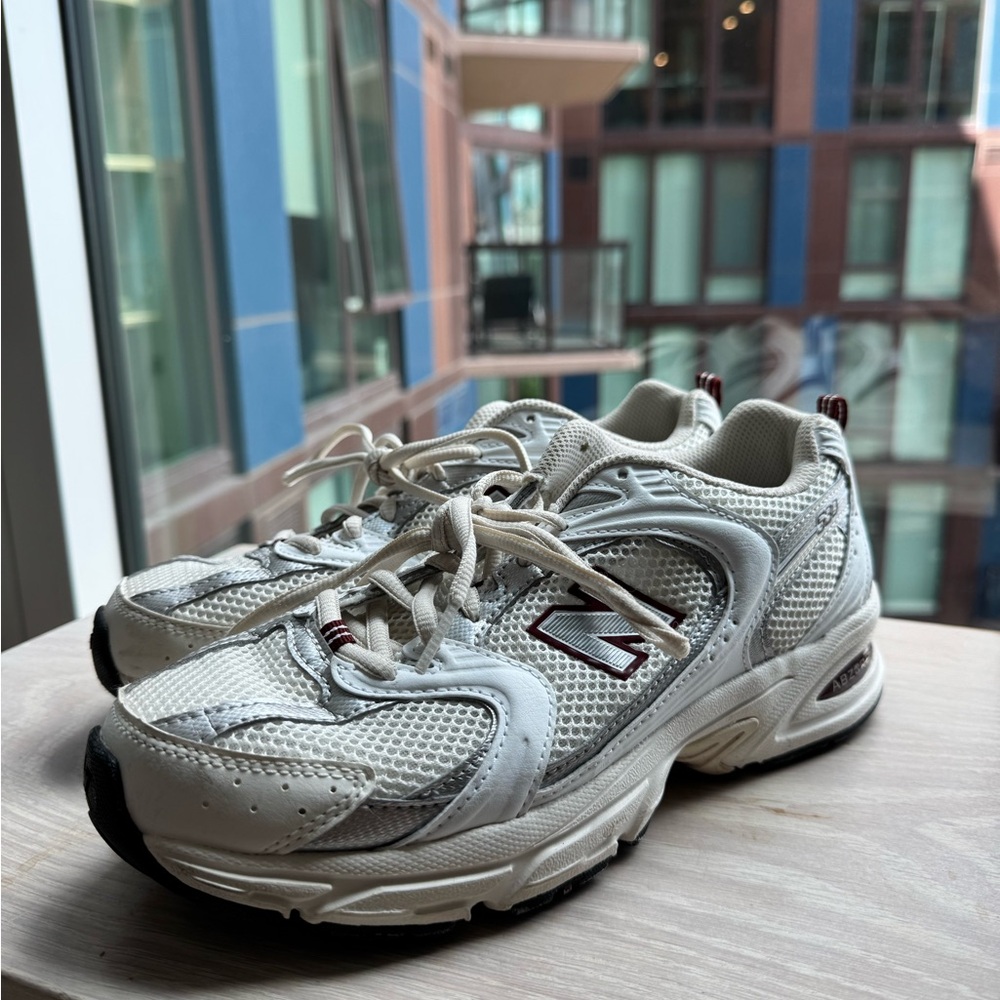 White and Gray Athletic Sneakers